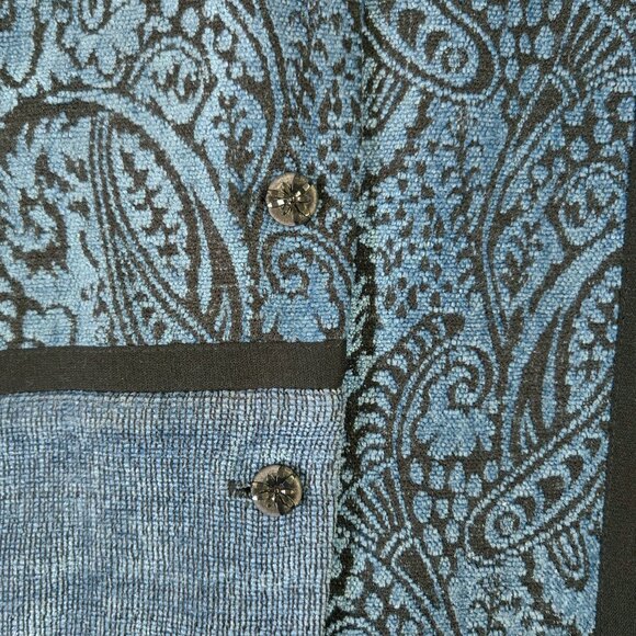 Vintage Coldwater Creek Blue Black Paisley Chenille Textured Button-Up Jacket - Picture 5 of 9